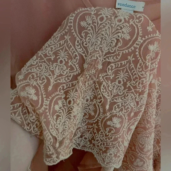 Sundance Rose Palace Peach‎ and White Embroidered Dress Size Small - Picture 5 of 8